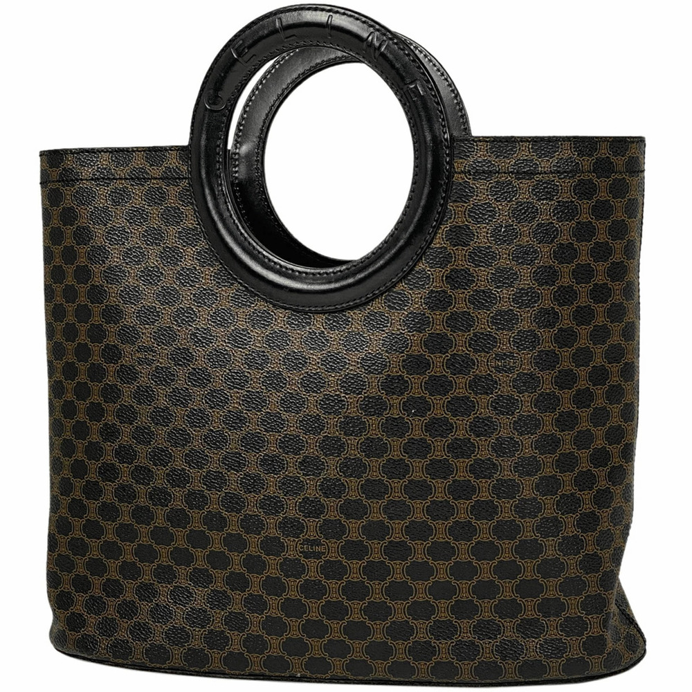 Celine Macadam handbag tote bag all over logo canvas black brown